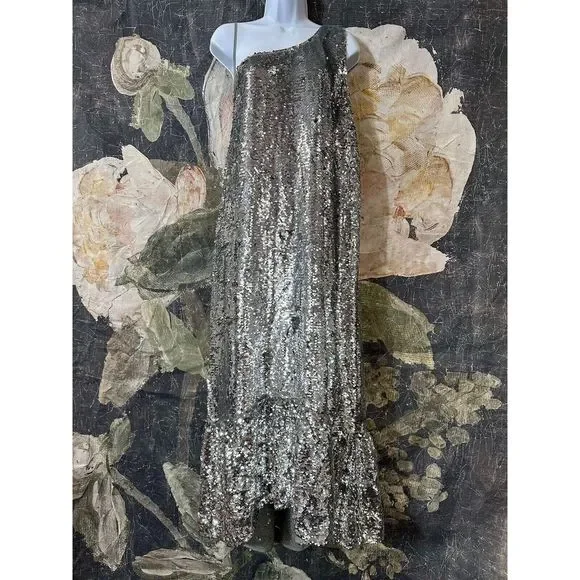 New Anthropologie Maeve One-Shoulder Sequin Dress Size XL